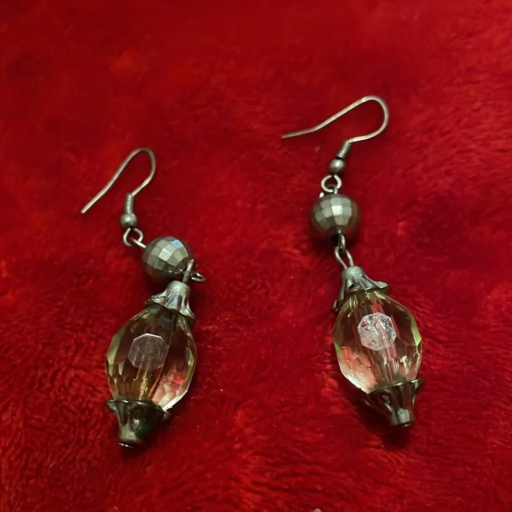 Elegant Gold and Silver Drop Earrings - Picture 3 of 3